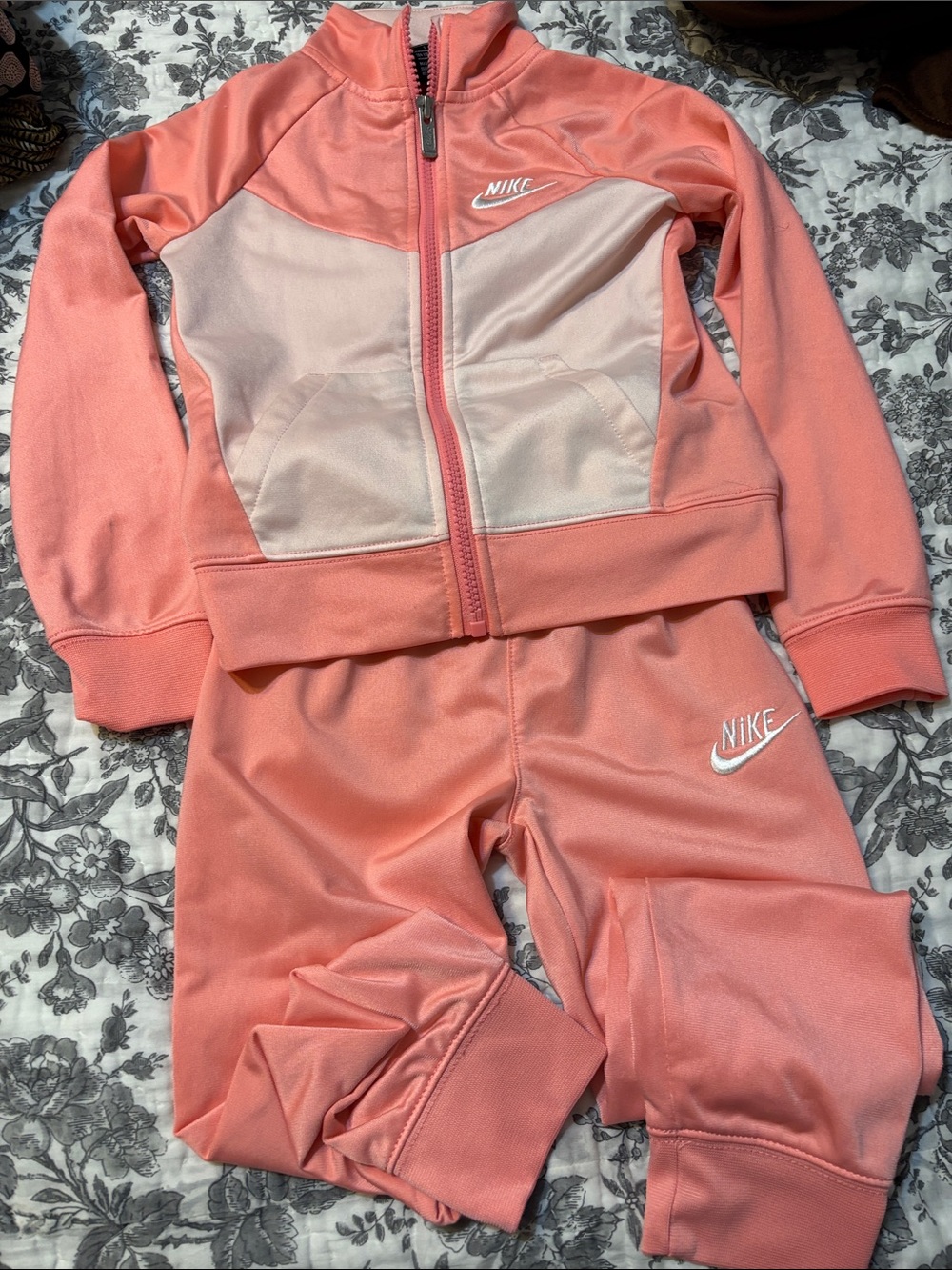 Nike Peach and Light Pink Girls' Track Jacket & Pants Set